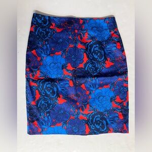 Women’s Floral Pencil Skirt, Size 0P, Red/Blue, Ann Taylor Petite